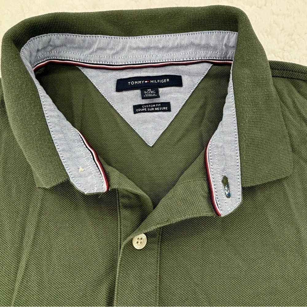 Tommy Hilfiger Men’s Regular Short Sleeves Polo Shirt XL Custom Fit in Olive - Picture 13 of 14